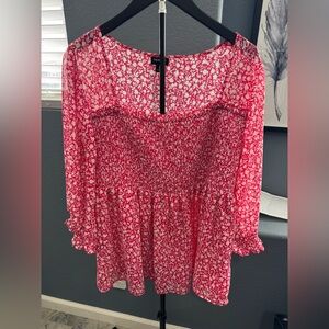 Torrid Pink Floral Smocked Blouse